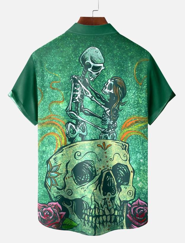 Day of the Dead Skull Comic Men's Short Sleeve Shirt