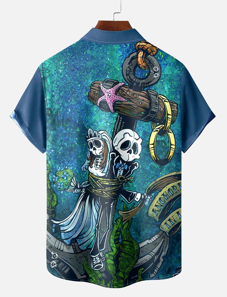 Day of the Dead Skull Comic Men's Short Sleeve Shirt