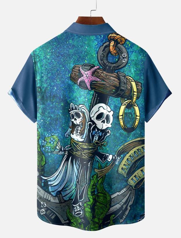 Day of the Dead Skull Comic Men's Short Sleeve Shirt