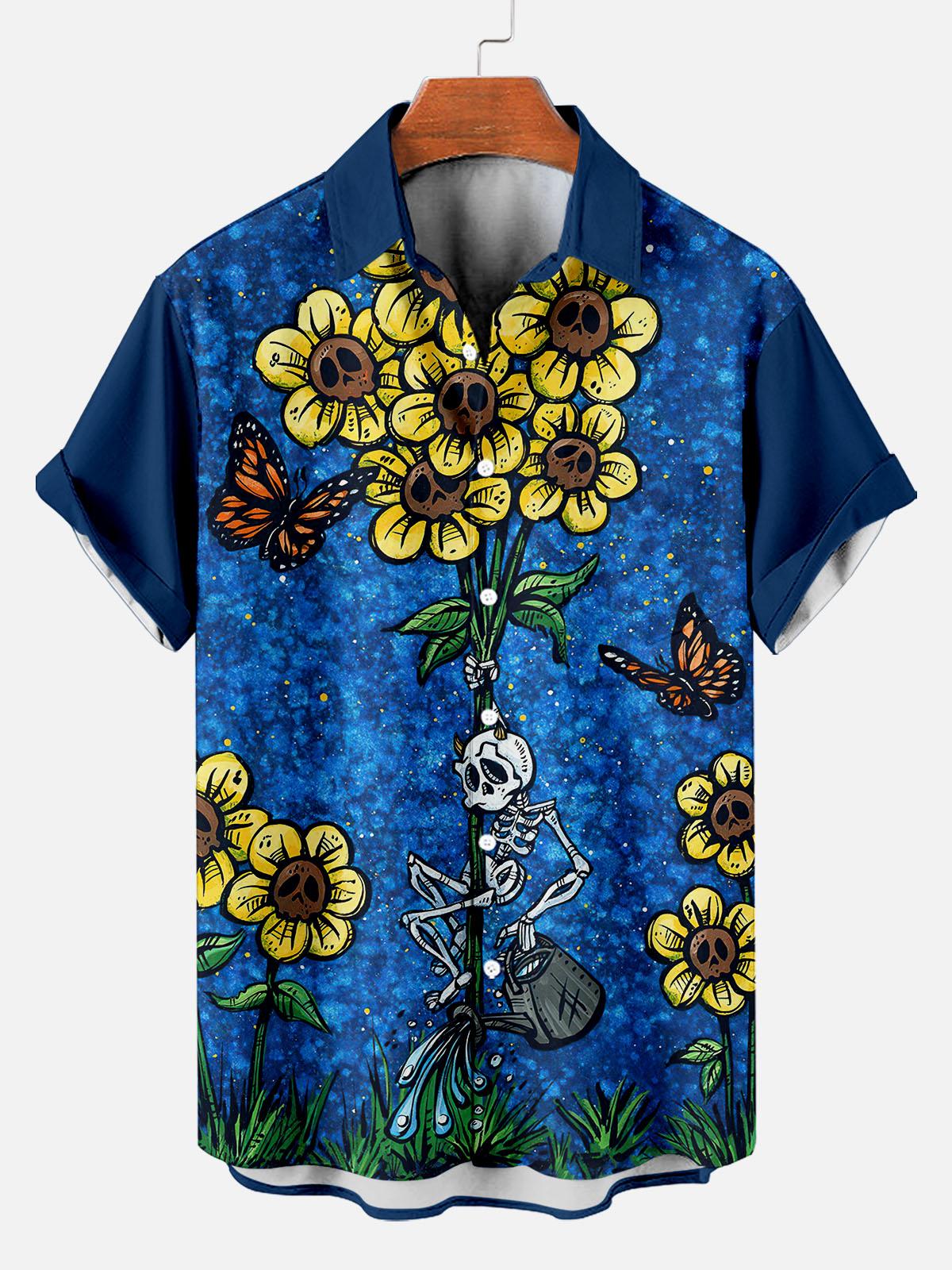 Men's Hawaiian Fun Little Yellow Duck Holiday Casual Short Sleeve Shir