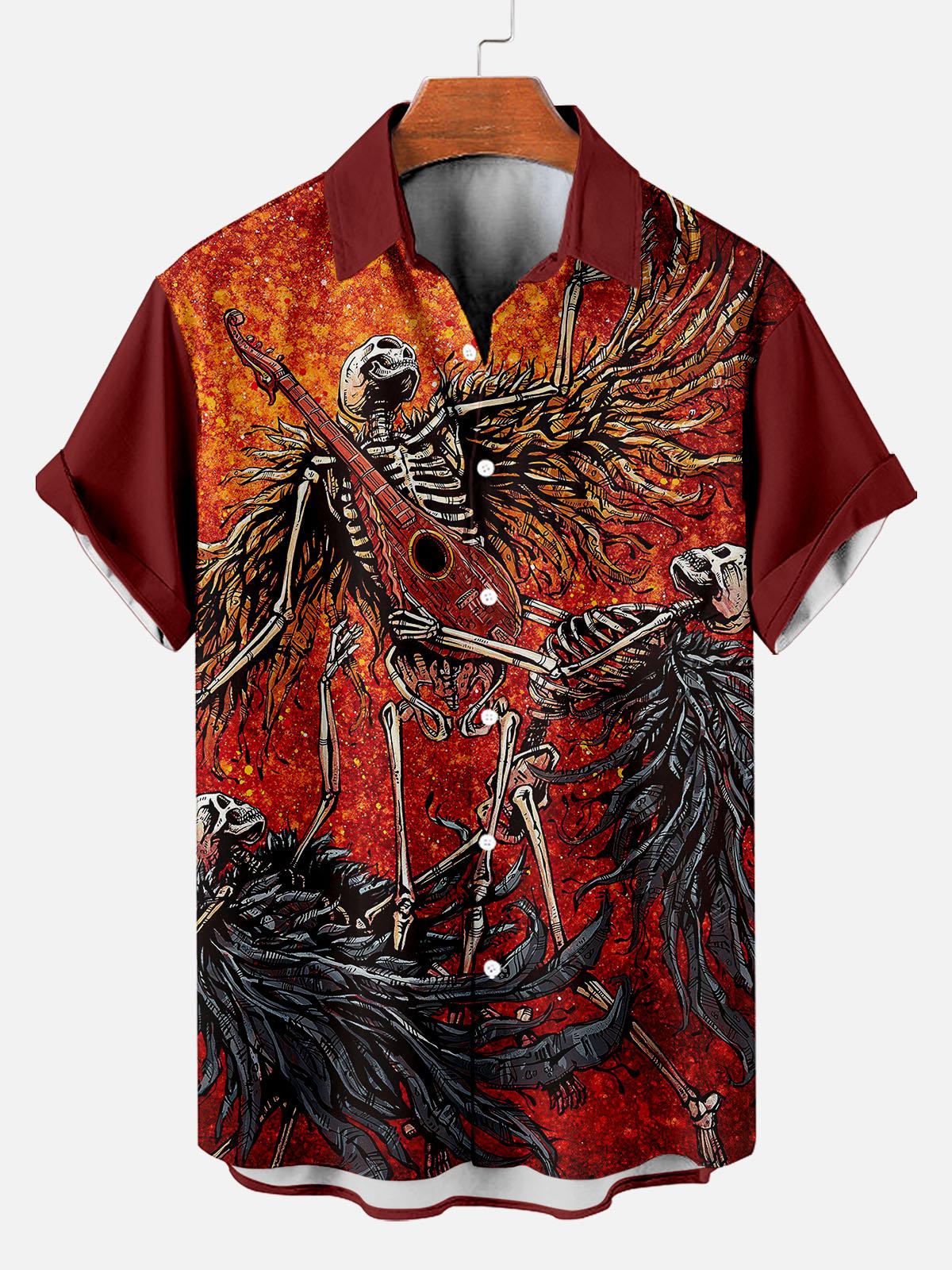 Day of the Dead Skull Comic Men's Short Sleeve Shirt