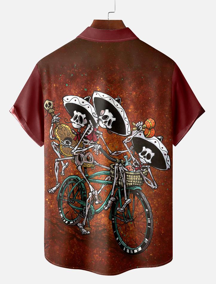 Day of the Dead Skull Comic Men's Short Sleeve Shirt