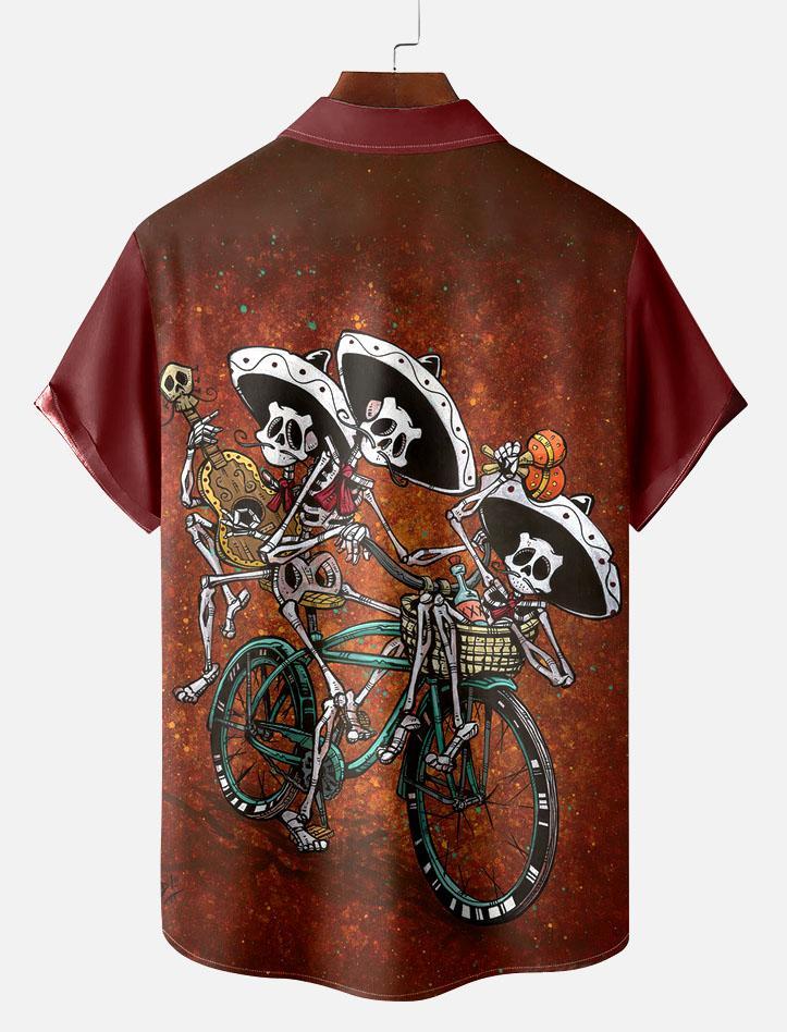 Day of the Dead Skull Comic Men's Short Sleeve Shirt