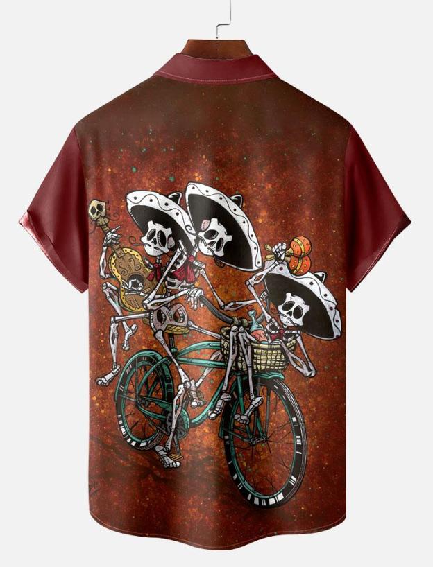 Day of the Dead Skull Comic Men's Short Sleeve Shirt