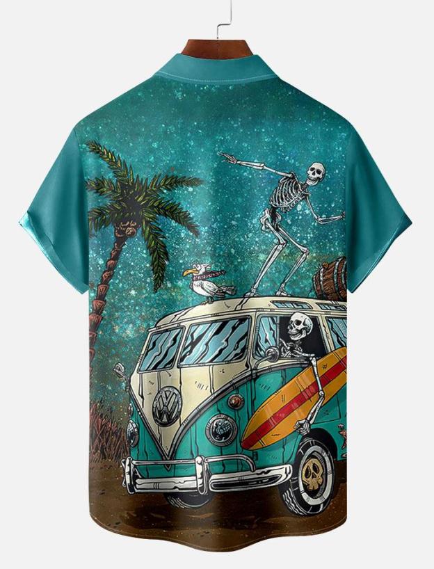 Day of the Dead Skull Comic Men's Short Sleeve Shirt