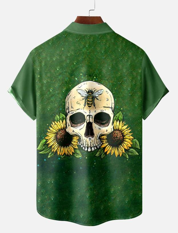 Day of the Dead Skull Comic Men's Short Sleeve Shirt