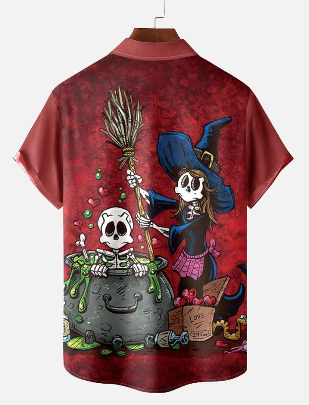 Day of the Dead Skull Comic Men's Short Sleeve Shirt