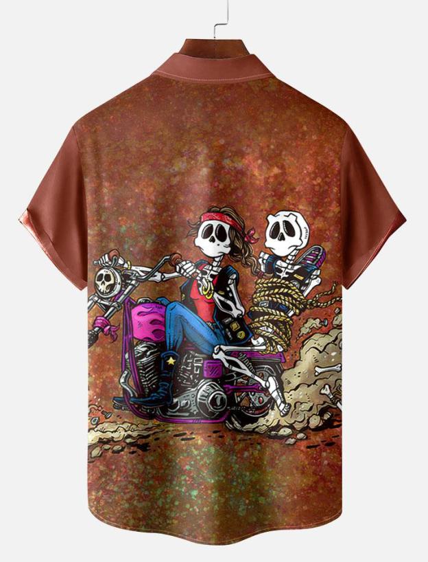 Day of the Dead Skull Comic Men's Short Sleeve Shirt