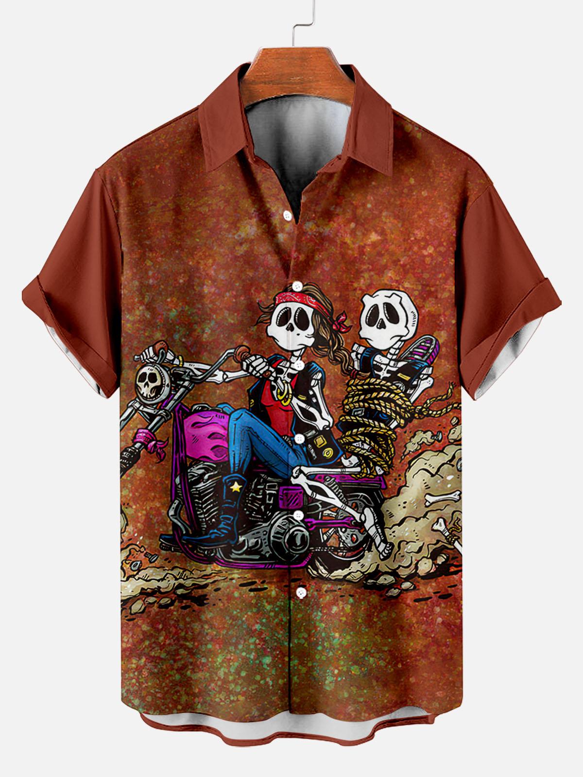 Day of the Dead Skull Comic Men's Short Sleeve Shirt