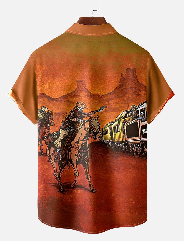Day of the Dead Skull Comic Men's Short Sleeve Shirt