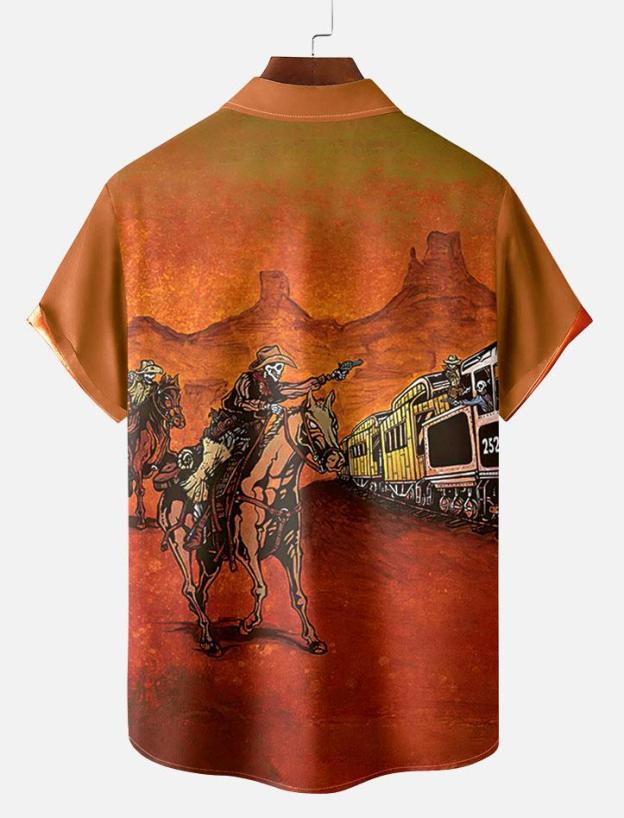 Day of the Dead Skull Comic Men's Short Sleeve Shirt