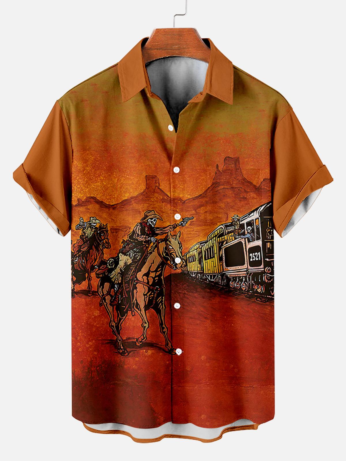 Day of the Dead Skull Comic Men's Short Sleeve Shirt