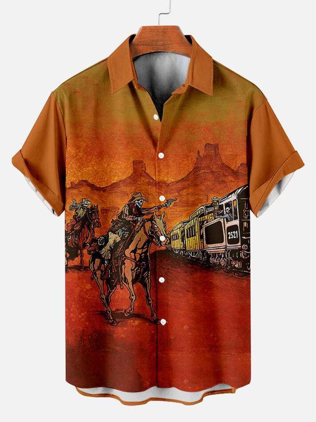 Men's Hawaiian Fun Little Yellow Duck Holiday Casual Short Sleeve Shir
