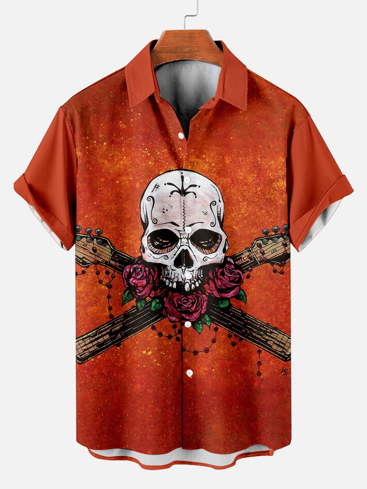 Day of the Dead Skull Comic Men's Short Sleeve Shirt