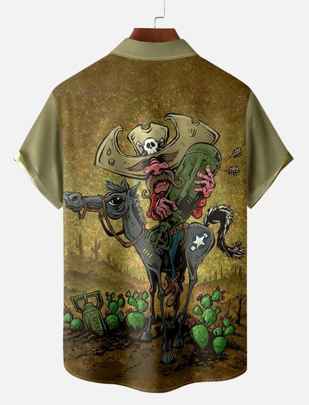 Day of the Dead Skull Comic Men's Short Sleeve Shirt