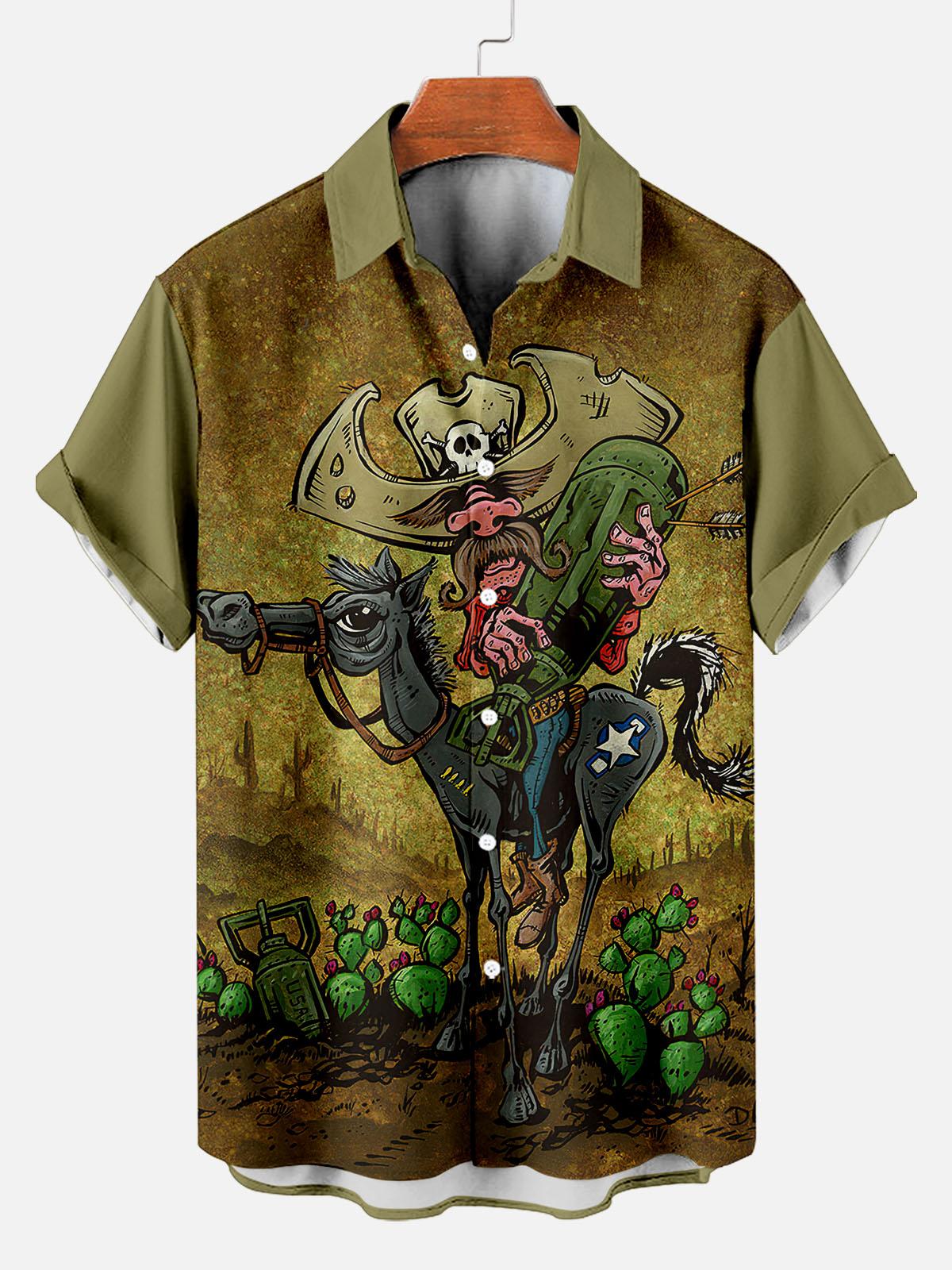 Men's Hawaiian Fun Little Yellow Duck Holiday Casual Short Sleeve Shir