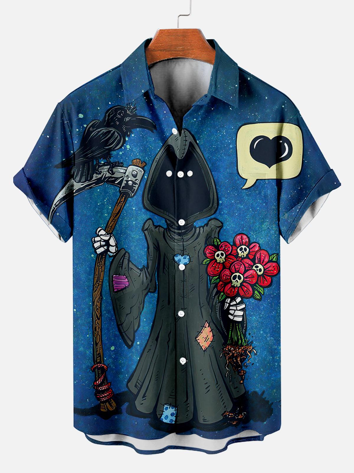 Day of the Dead Skull Comic Men's Short Sleeve Shirt