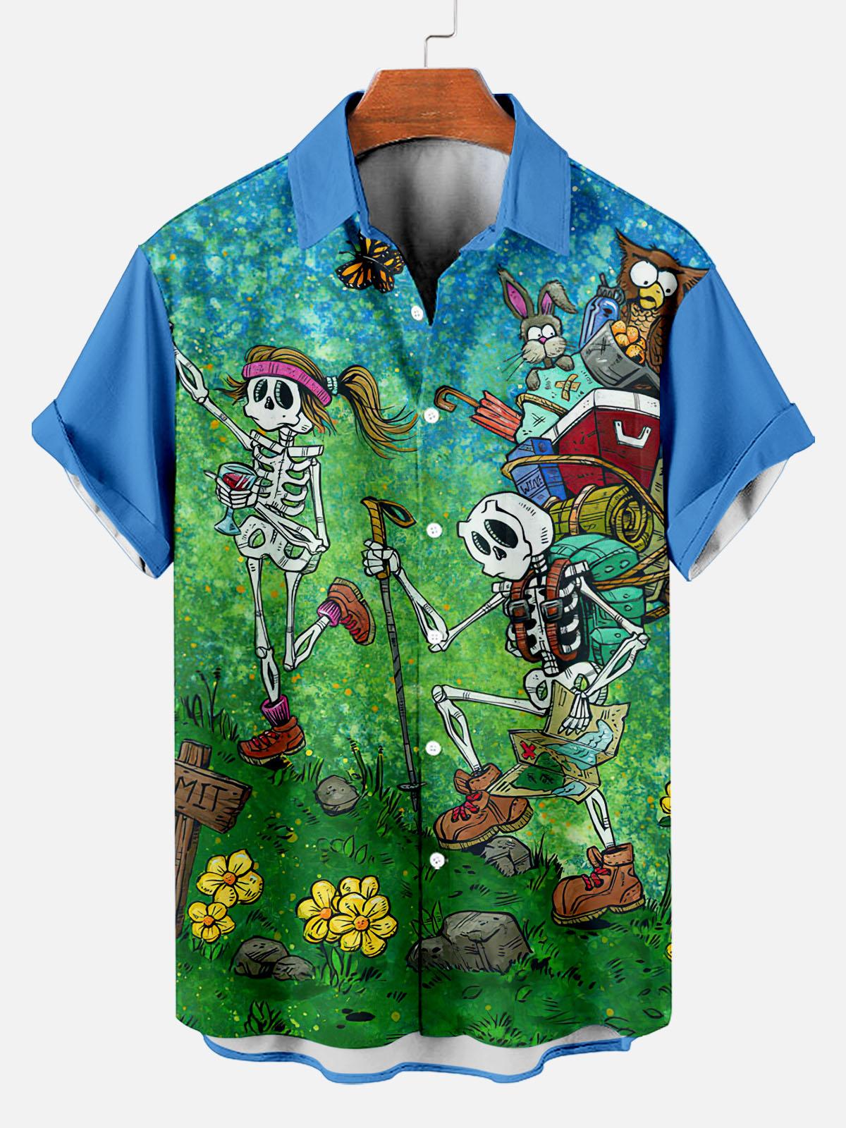 Day of the Dead Skull Comic Men's Short Sleeve Shirt