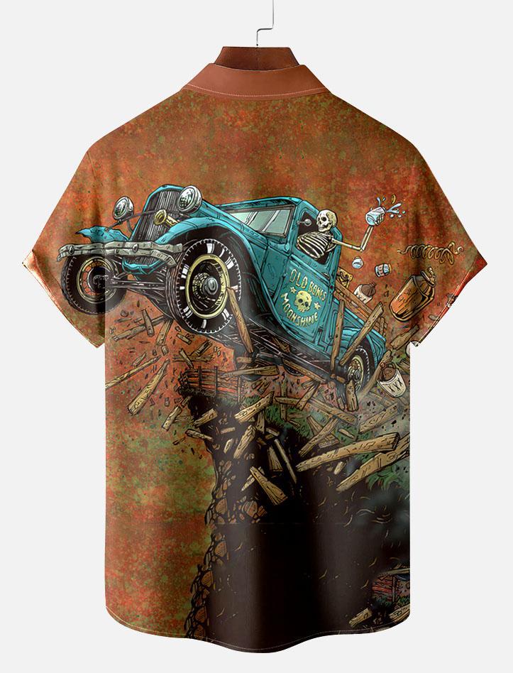 Day of the Dead Skull Comic Men's Short Sleeve Shirt
