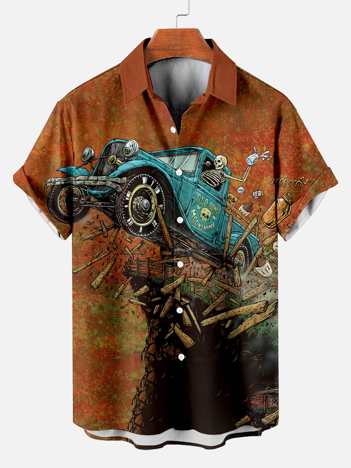 Day of the Dead Skull Comic Men's Short Sleeve Shirt