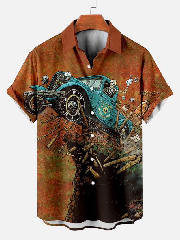 Men's Hawaiian Fun Little Yellow Duck Holiday Casual Short Sleeve Shir