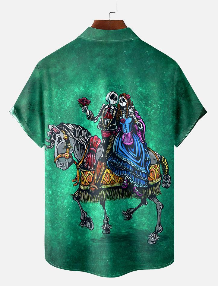 Day of the Dead Skull Comic Men's Short Sleeve Shirt