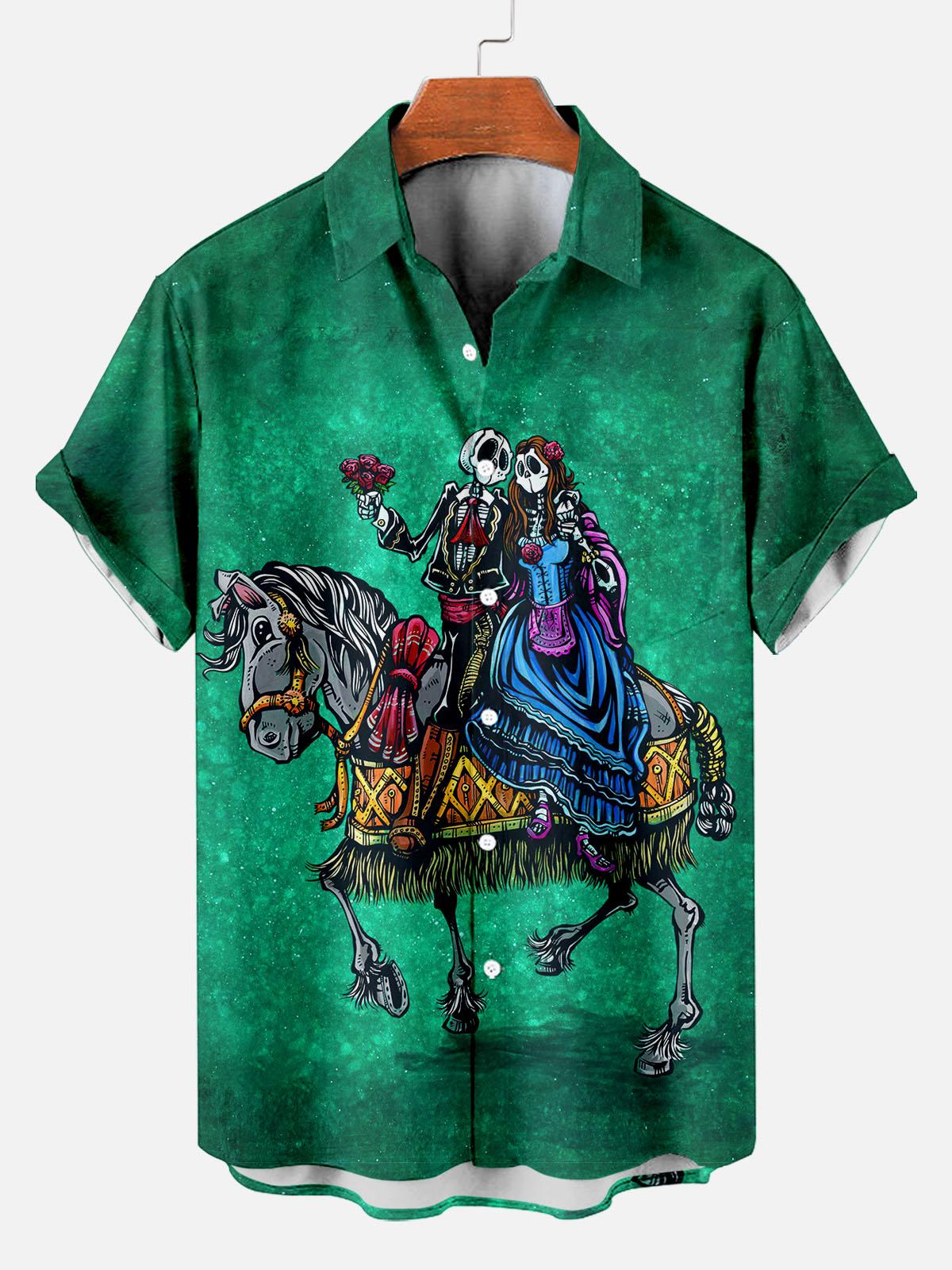 Day of the Dead Skull Comic Men's Short Sleeve Shirt