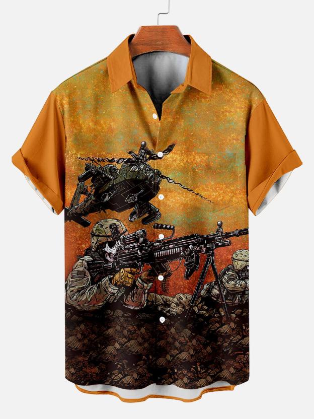 Men's Hawaiian Fun Little Yellow Duck Holiday Casual Short Sleeve Shir