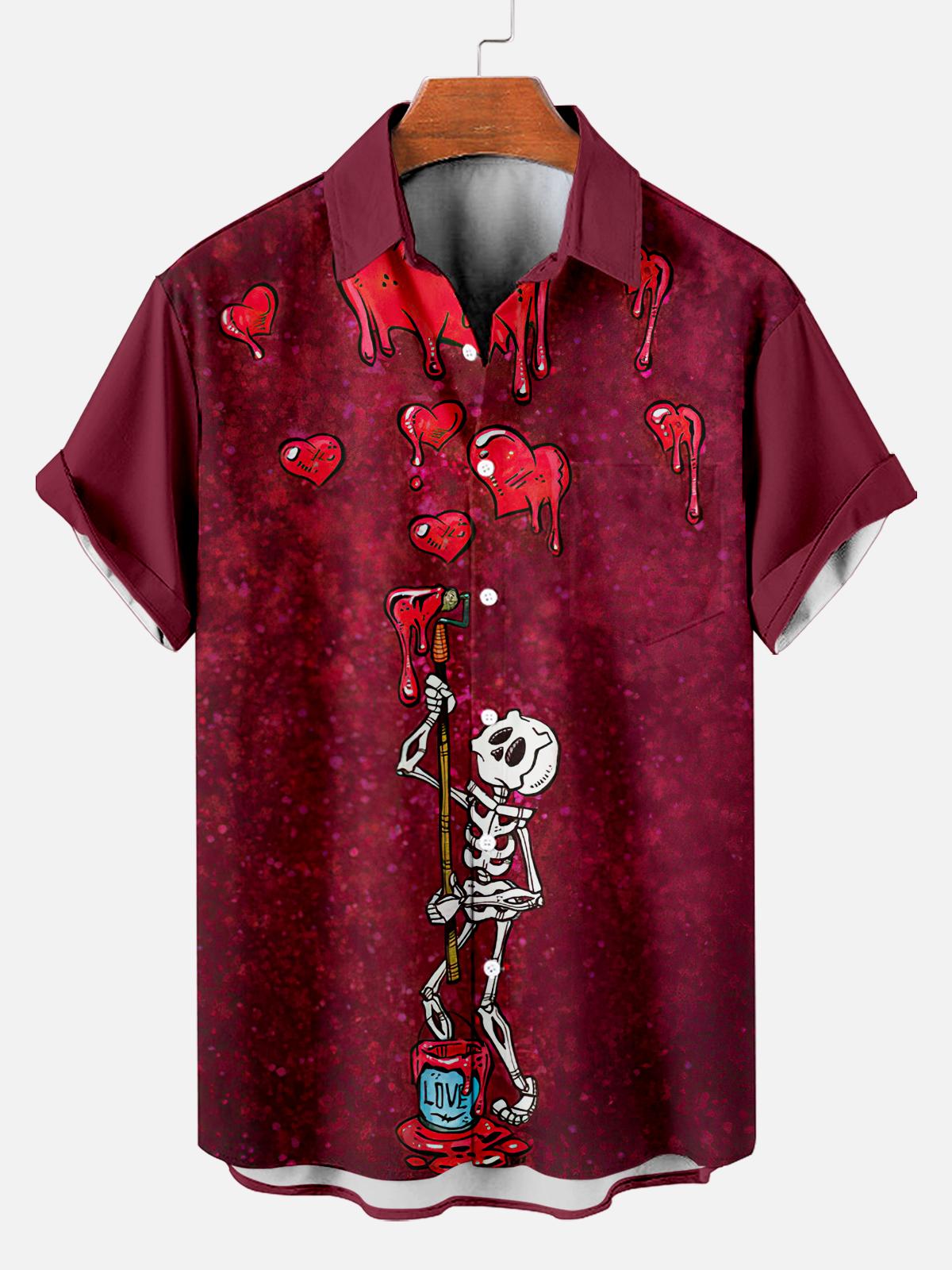 Day of the Dead Skull Comic Men's Short Sleeve Shirt