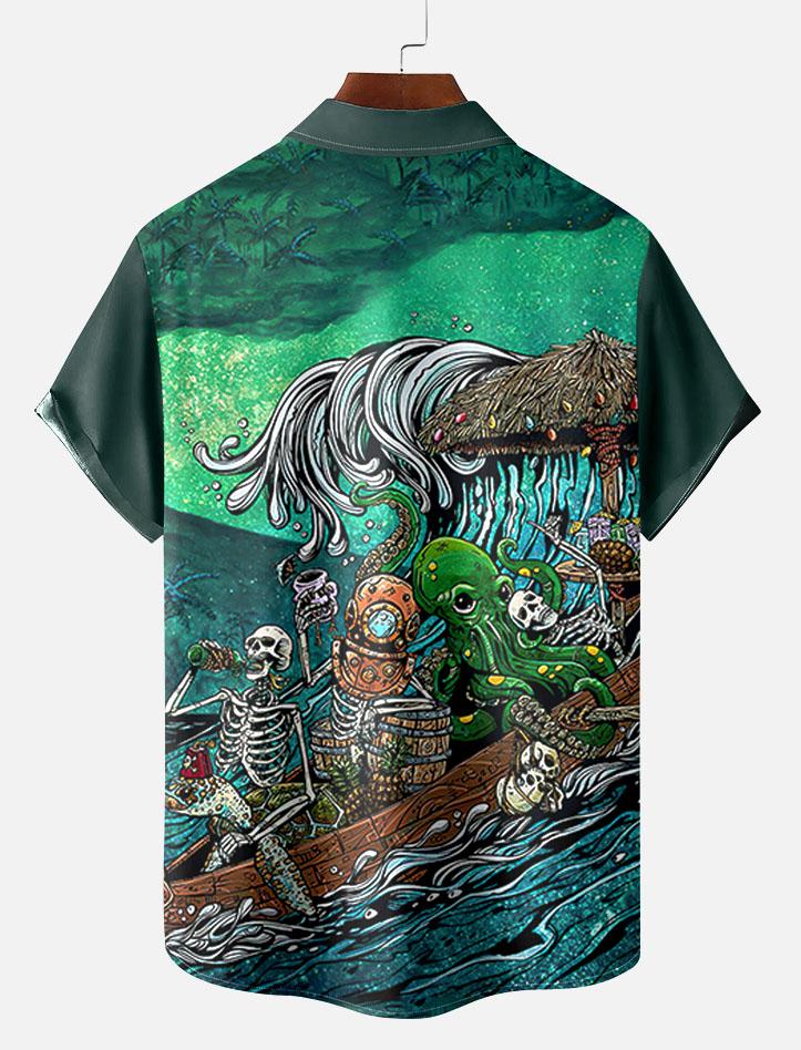 Day of the Dead Skull Comic Men's Short Sleeve Shirt