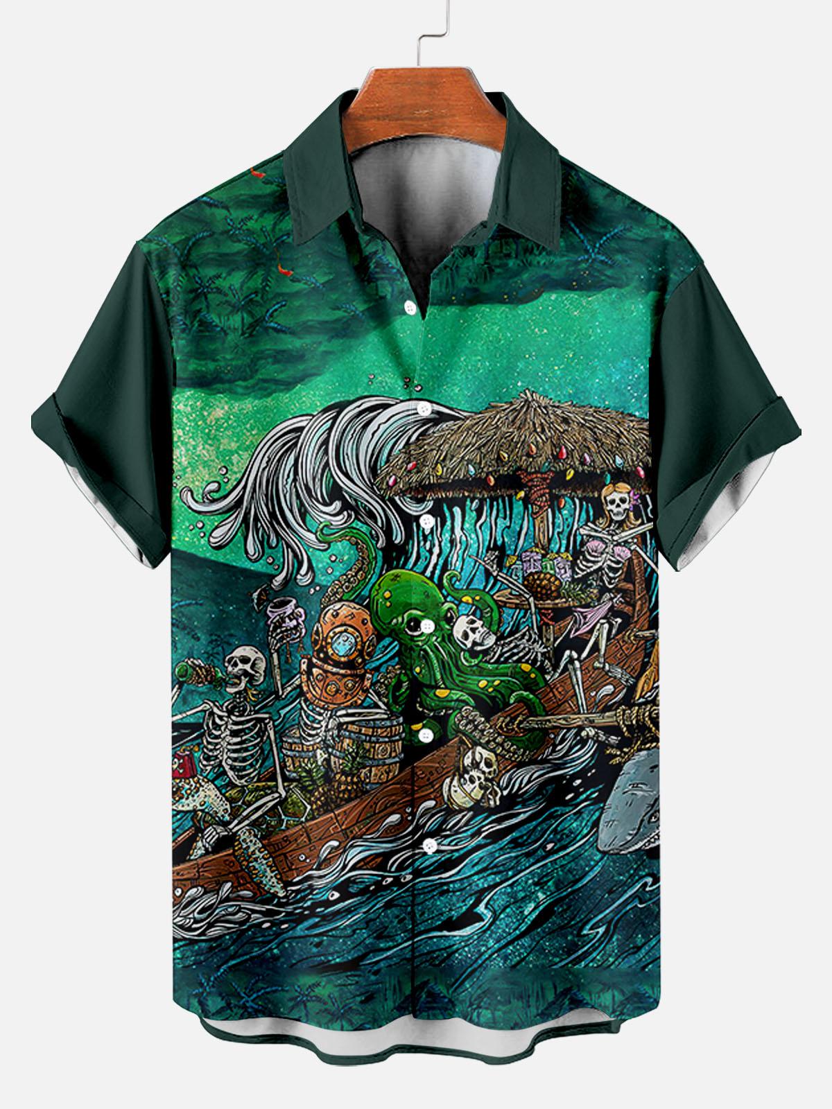 Day of the Dead Skull Comic Men's Short Sleeve Shirt