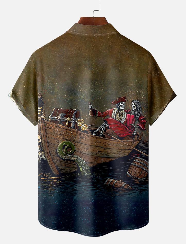Day of the Dead Skull Comic Men's Short Sleeve Shirt