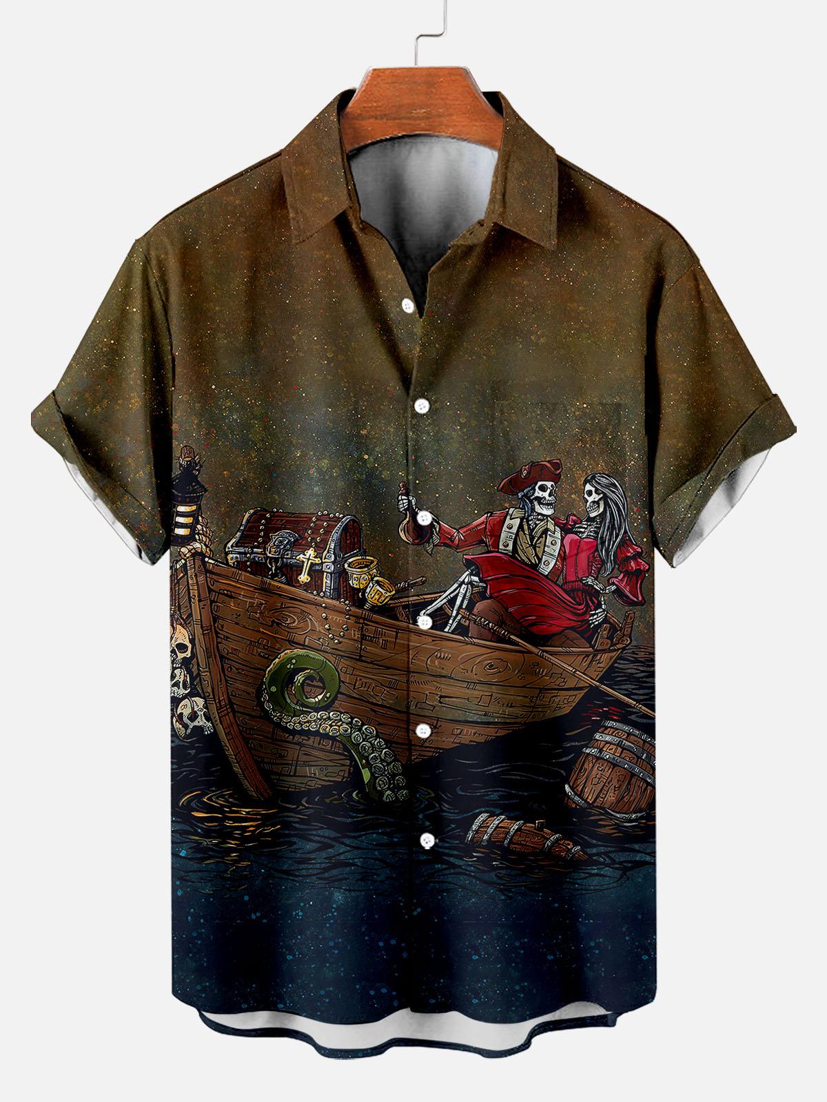 Men's Hawaiian Fun Little Yellow Duck Holiday Casual Short Sleeve Shir