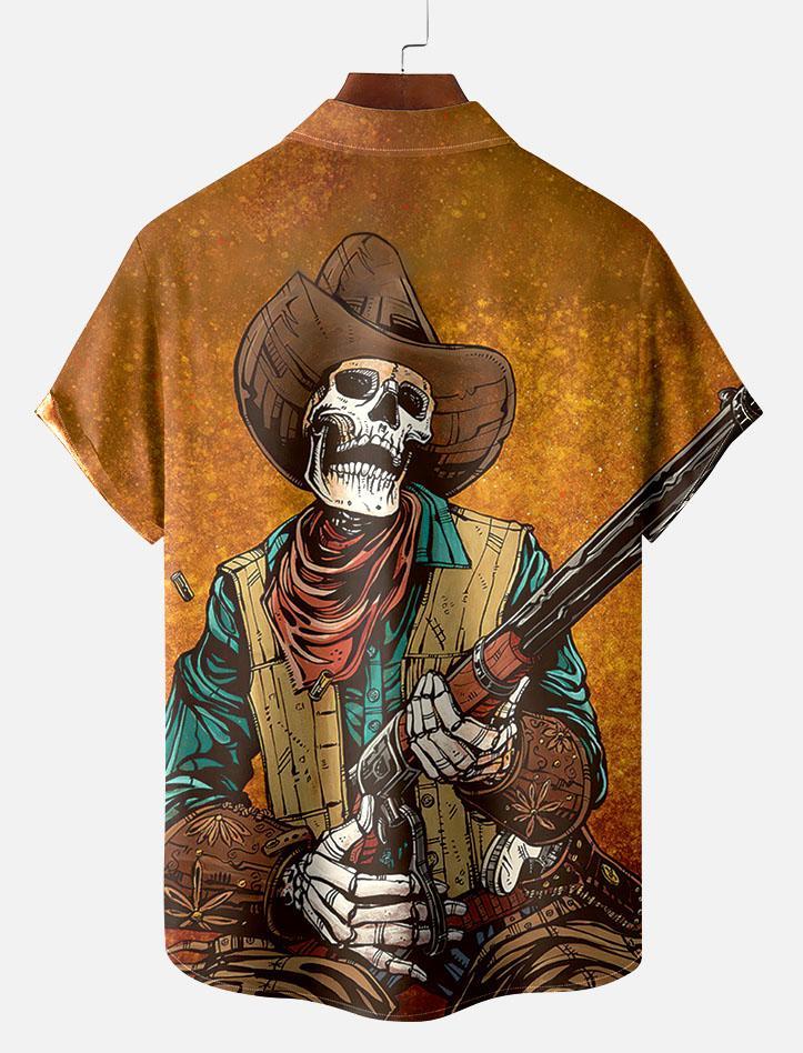 Day of the Dead Skull Comic Men's Short Sleeve Shirt