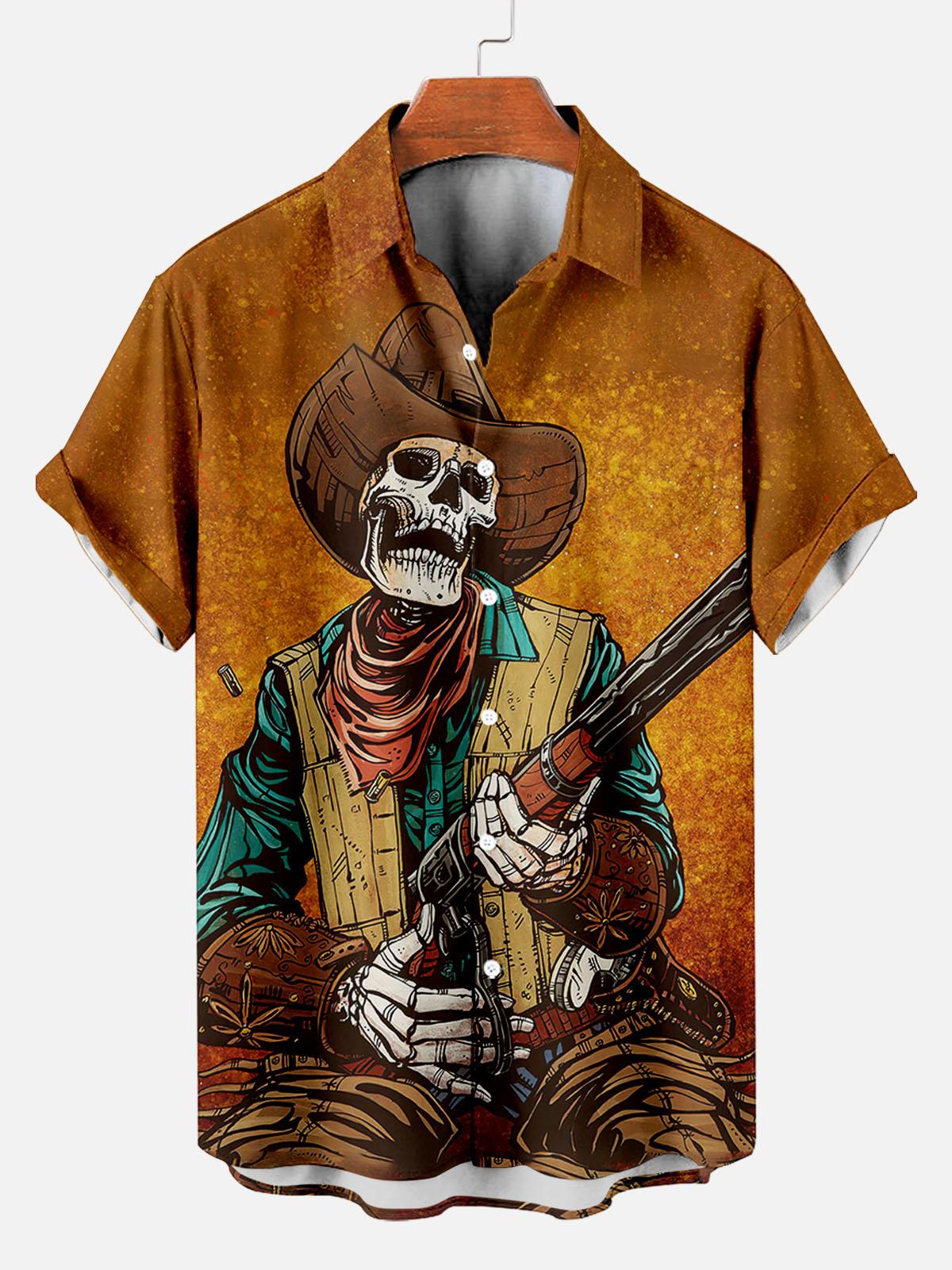 Day of the Dead Skull Comic Men's Short Sleeve Shirt