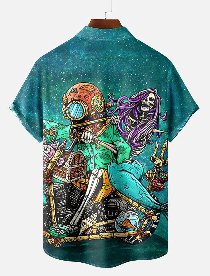 Day of the Dead Skull Comic Men's Short Sleeve Shirt