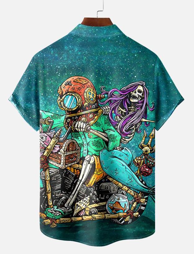 Day of the Dead Skull Comic Men's Short Sleeve Shirt