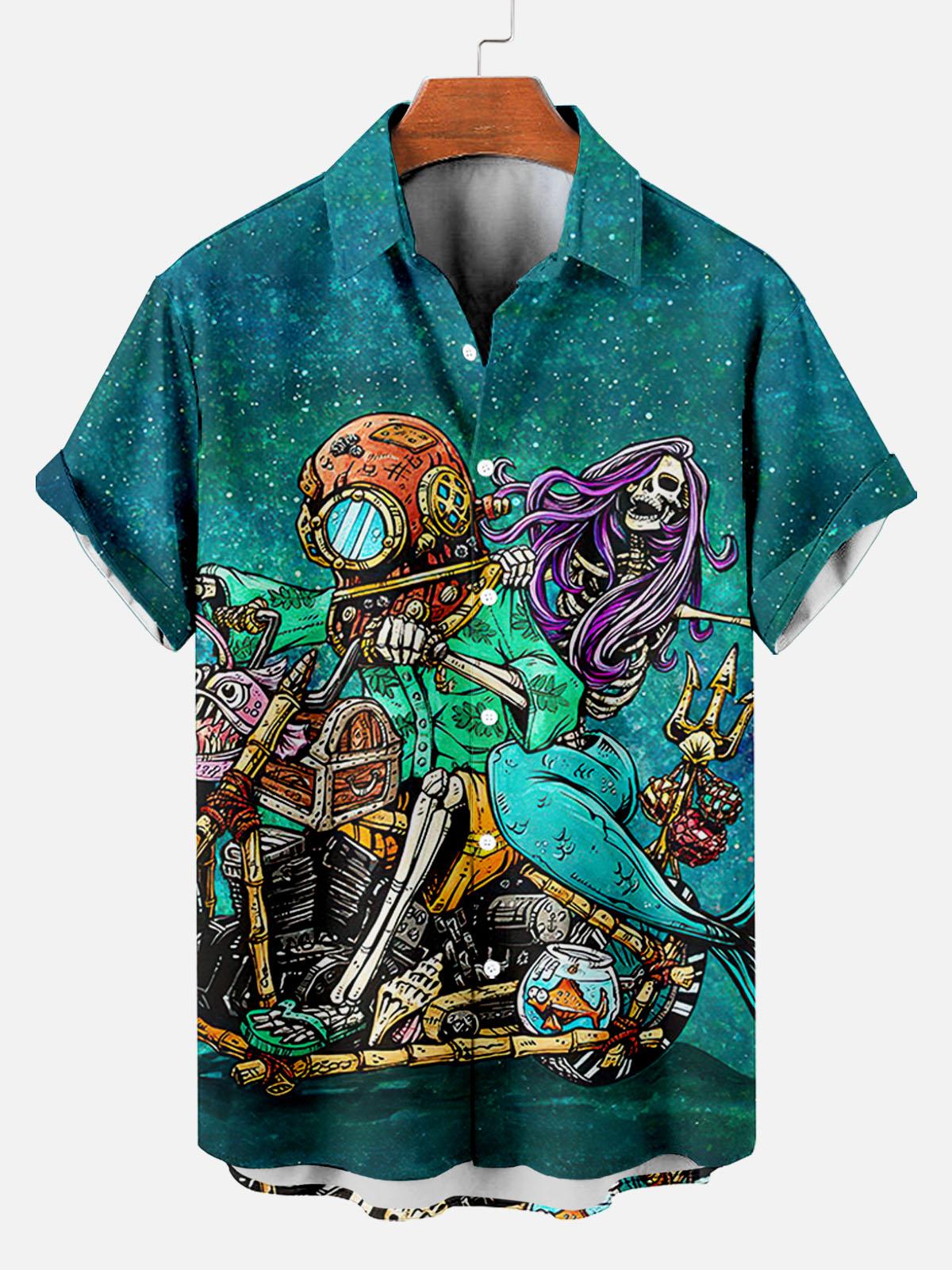 Day of the Dead Skull Comic Men's Short Sleeve Shirt
