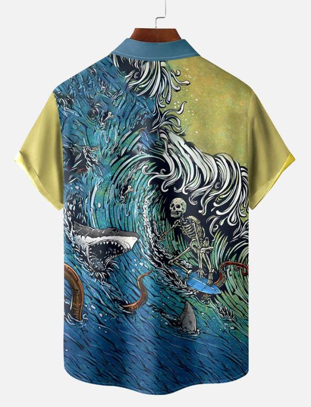 Day of the Dead Skull Comic Men's Short Sleeve Shirt
