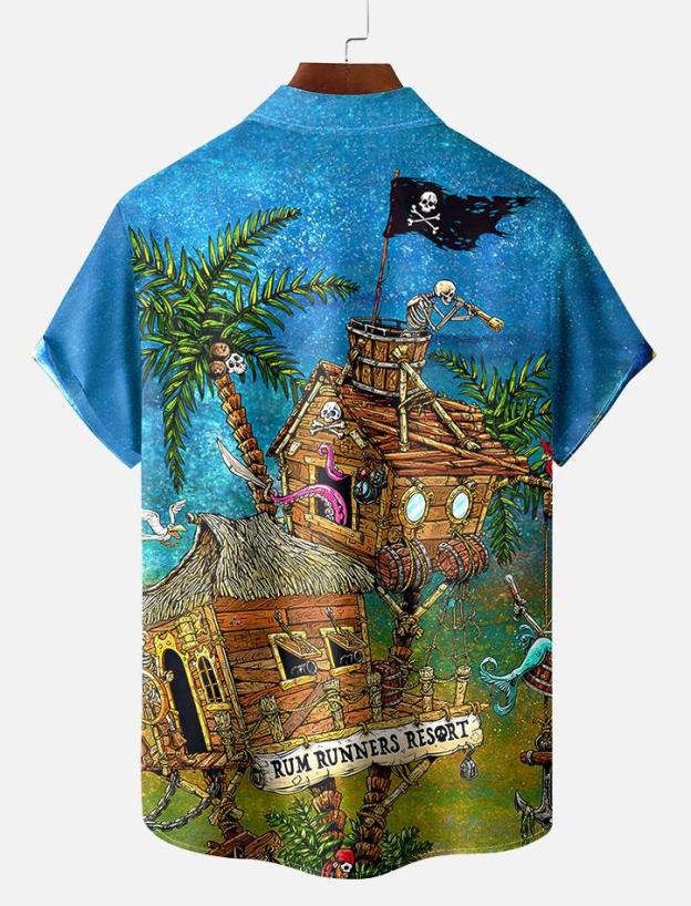 Day of the Dead Skull Comic Men's Short Sleeve Shirt