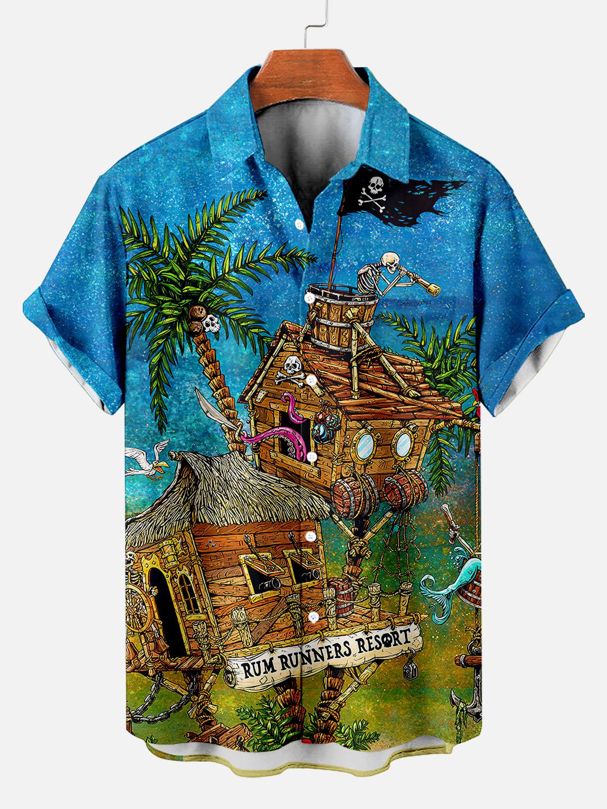 Day of the Dead Skull Comic Men's Short Sleeve Shirt