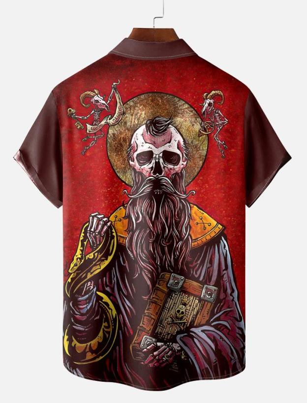 Day of the Dead Skull Comic Men's Short Sleeve Shirt