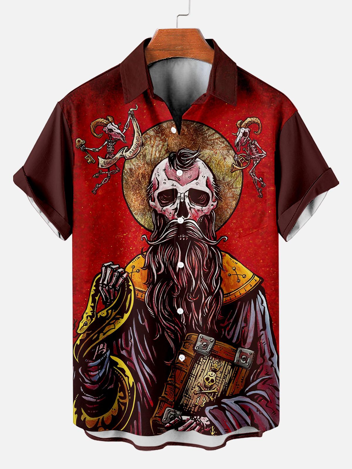Day of the Dead Skull Comic Men's Short Sleeve Shirt