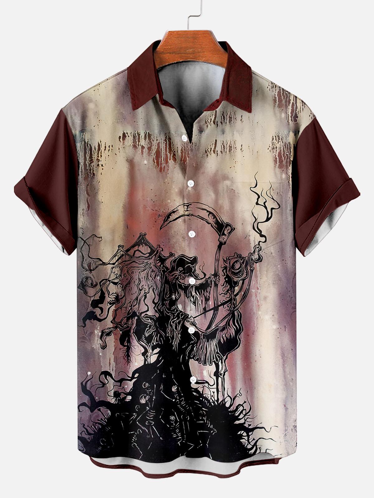 Day of the Dead Skull Comic Men's Short Sleeve Shirt