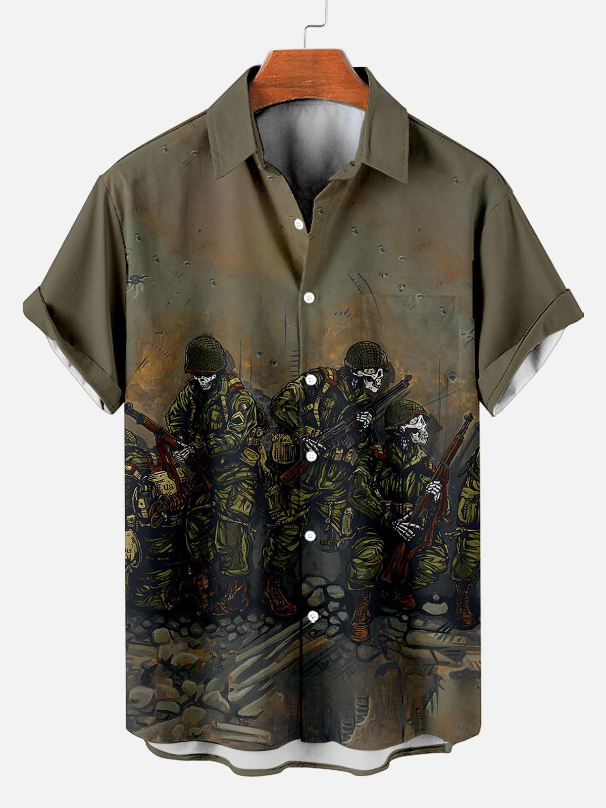 Day of the Dead Skull Comic Men's Short Sleeve Shirt