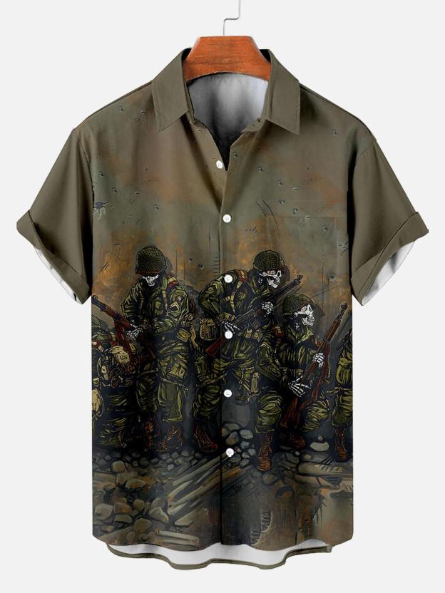 Men's Hawaiian Fun Little Yellow Duck Holiday Casual Short Sleeve Shir