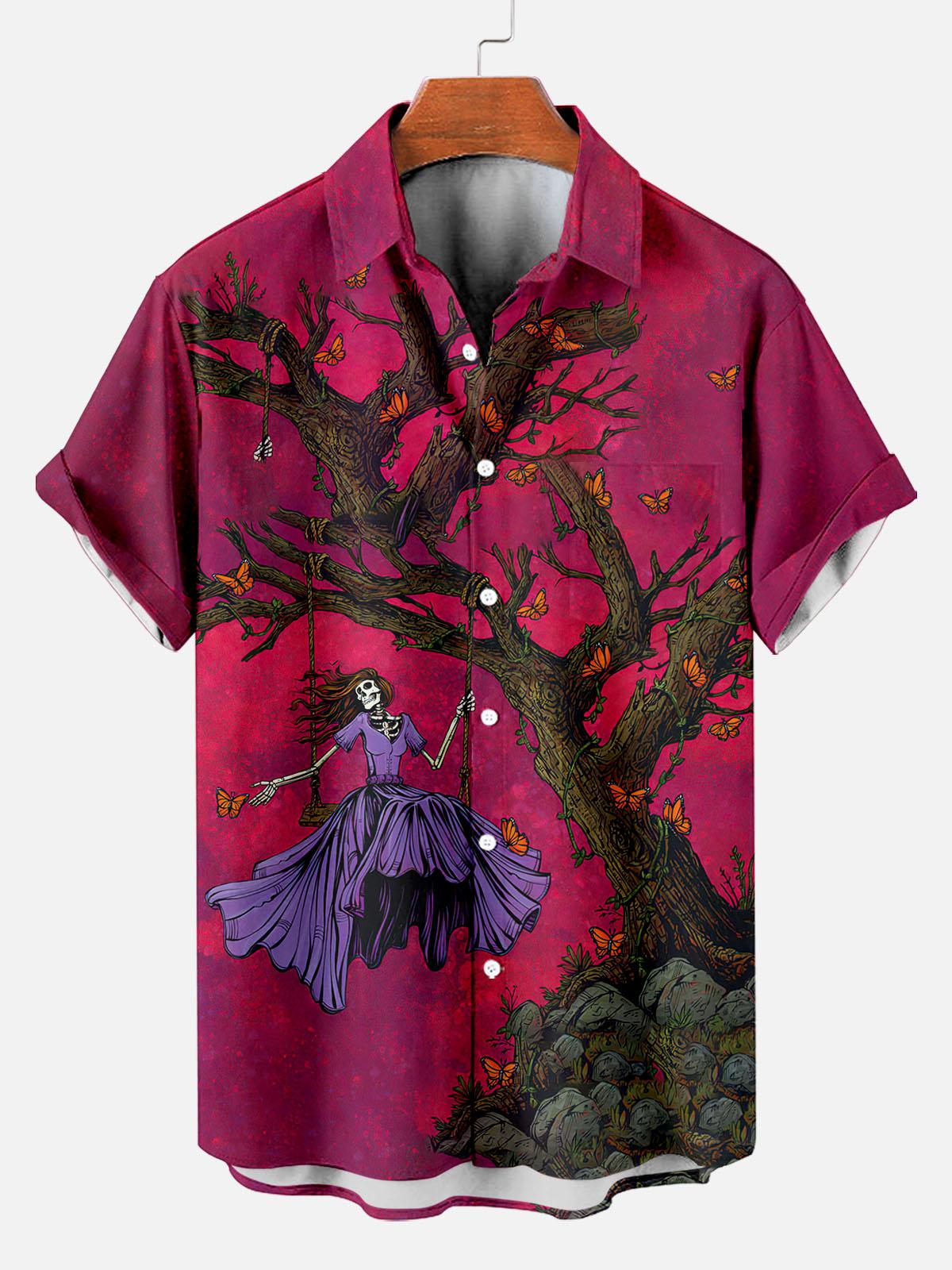 Day of the Dead Skull Comic Men's Short Sleeve Shirt