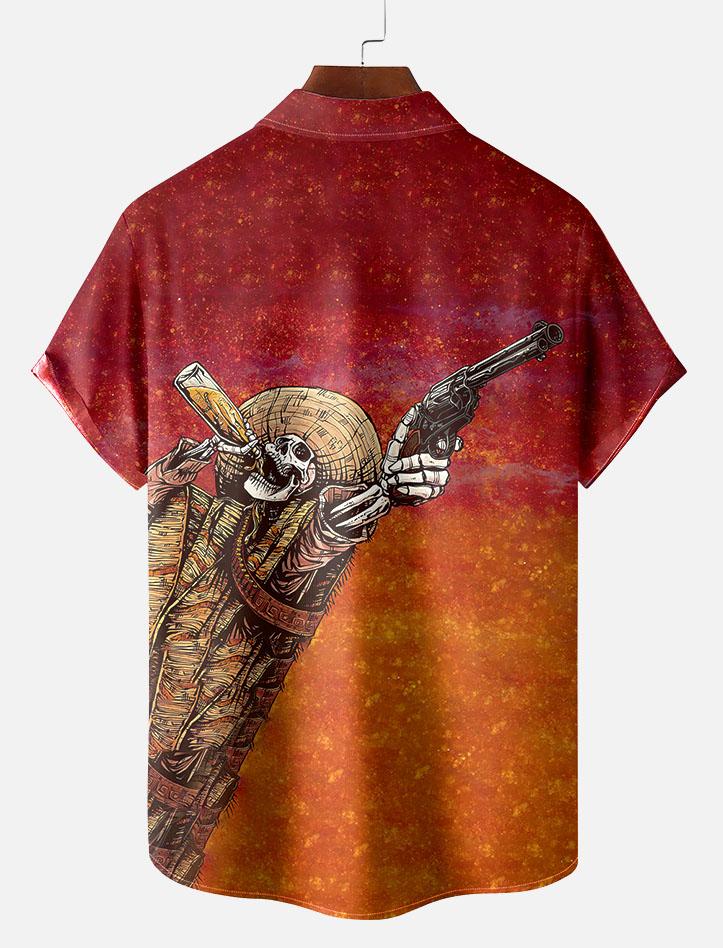 Day of the Dead Skull Comic Men's Short Sleeve Shirt