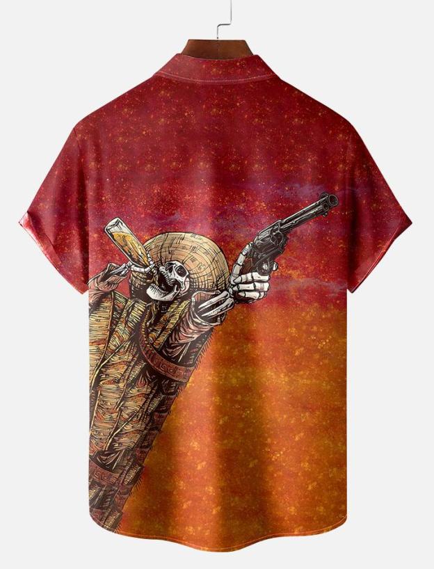 Day of the Dead Skull Comic Men's Short Sleeve Shirt