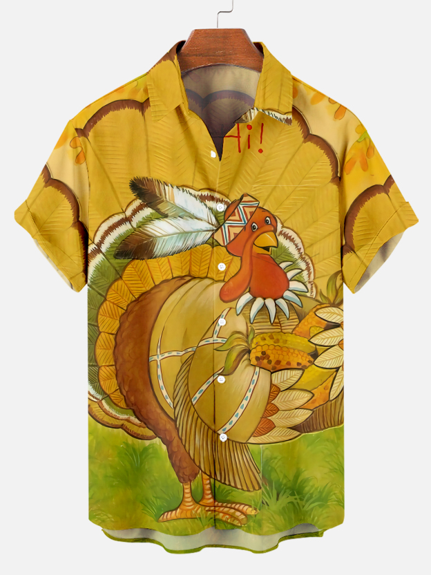 Men's Thanksgiving Day Print Short Sleeve Shirt